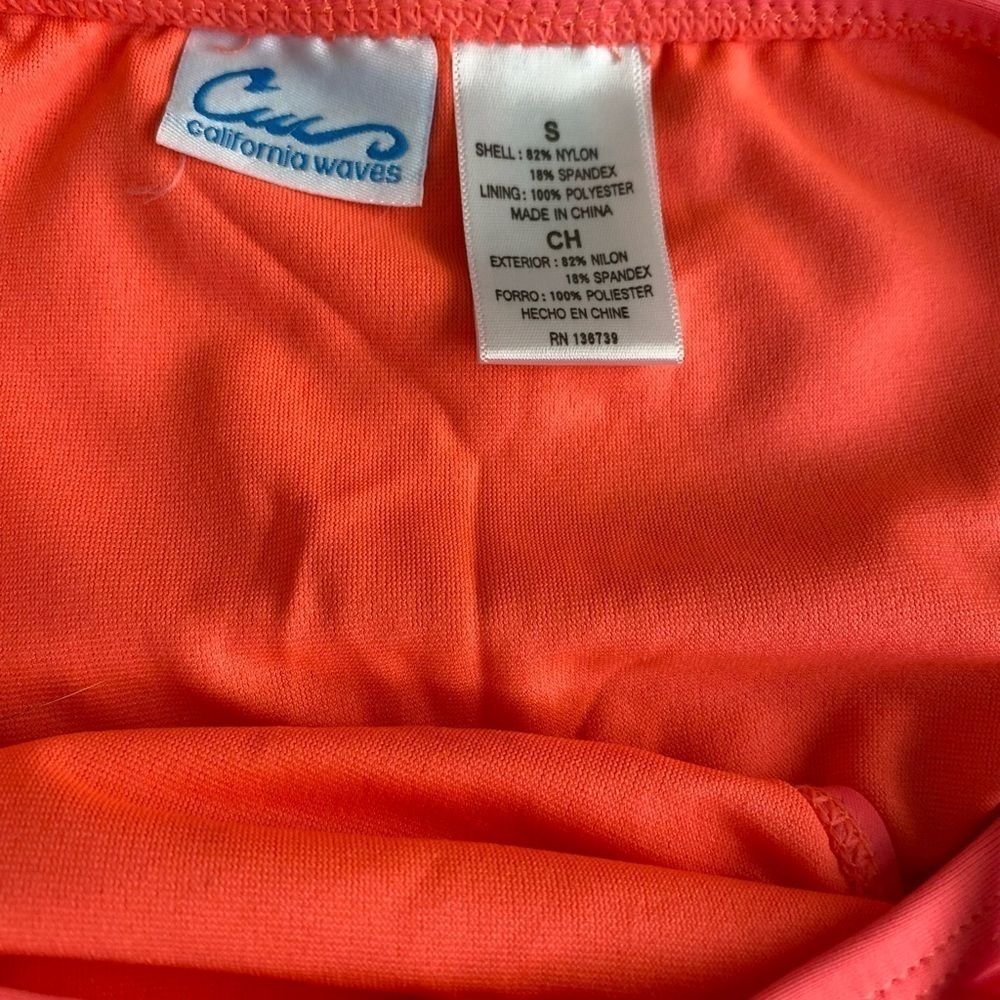 NEW California Waves Bikini Set 2 Piece Swimsuit Strapless Coral Juniors Small - Picture 3 of 6